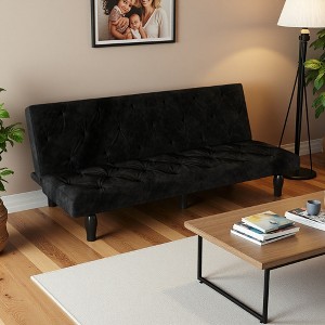 66" Velvet Sofa-to-Bed with Adjustable Backrest & Solid Wood Frame - 1 of 4
