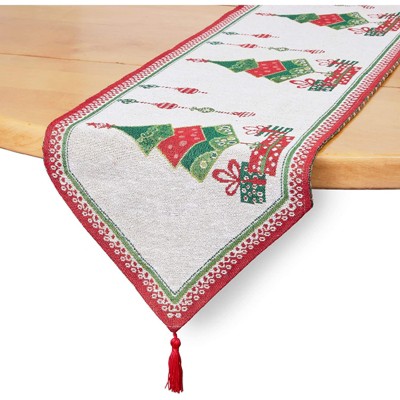 Farmlyn Creek Christmas Tree Woven Table Runner, Holiday Home Decor (70 x 13 in)