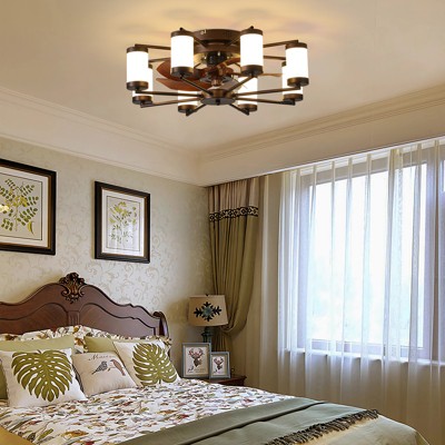 TOBILI 22-inch Modern Ceiling Fan with LED Light¨C5-Blade Fan and Cylindrical Light Fixtures for Bedroom,Living Room,and Home D¨¦cor