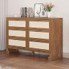 Jojoka 6 Drawer Dresser with Burlap Design Wood Storage Chest for Bedroom Living Room Nursery Closet and Entryway Rustic Caramel Finish - 2 of 4