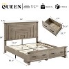 Farmhouse Bed Frame with 54" Tall Geometric Headboard - 2 of 4