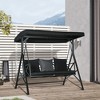 Outsunny 3-Seat Patio Swing Chair, Outdoor Canopy Swing Glider with Cushion with 3 Throw Pillows & Adjustable Shade for Porch - 2 of 4