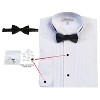 Gioberti Boy's Wing Tip Collar White Tuxedo Dress Shirt with Bow Tie and Metal Studs - 2 of 3