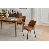 Leather Dining Chairs Set Upholstered PU Dining Chair with Wood Legs, Wing Backrest, Wooden Kitchen Chairs with Thick Cushions - 3 of 4