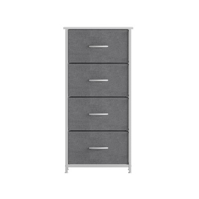 Beige Vertical 4-Drawer Storage Dresser with White Frame