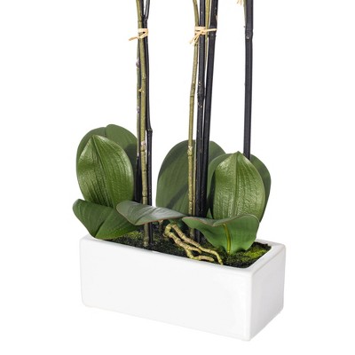 21" Purple Faux Orchid in White Ceramic Pot