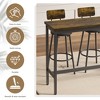 Gulches Long dining table set with 3 PU upholstered bar stools, dining table and chairs set, industrial high coffee table and back chair - 3 of 4