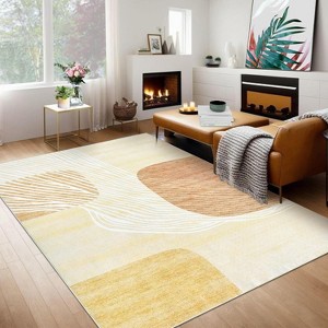 Washable Area Rug Abstract Pattern Carpet Soft Non Slip Low Pile Floor Cover for Living Room Bedroom Dining Room Office - 1 of 4