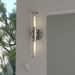VAXCEL Levitt 2 Light Mid Century Modern Industrial Bathroom Vanity Fixture Clear Glass - 1 of 4