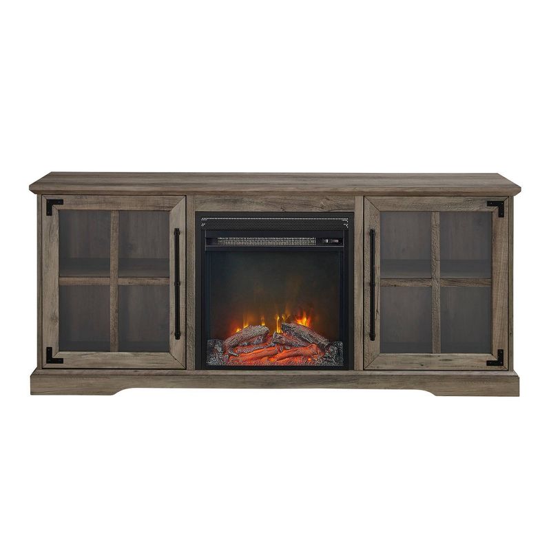 Avalene Rustic Farmhouse 2 Door Window Pane with Electric Fireplace TV Stand for TVs up to 65" - Saracina Home, 5 of 11
