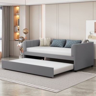 NicBex Twin Size Velvet Daybed with Ergonomic Design Backrest and Trundle for Bedroom,Living Room,Apartment