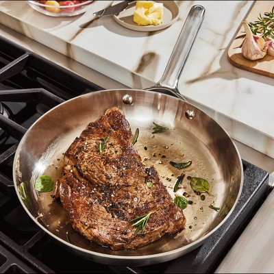 10.5" Stainless Steel Non-Stick Fry Pan with Ceramic Coating