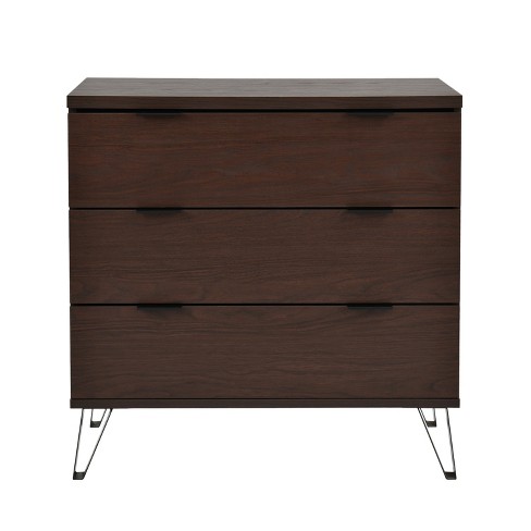 Gdfstudio Demijen Modern Industrial 3 Drawer Wide Dresser Walnut matte Black Target