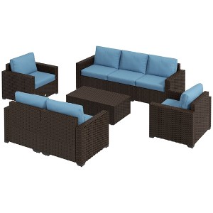 Patio Furniture Set, Cushions, Sofa, Loveseat, Storage Table - 1 of 4