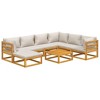 vidaXL 8 Piece Patio Furniture Set with Light Gray Cushions - Solid Wood Sofa, Lounge Chairs & Coffee Table for Garden, Deck or Patio - 3 of 4