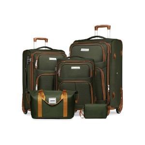 Summit Adventure 5-Piece Green Brown Softside Luggage With Tsa Lock - 1 of 4