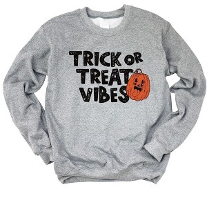 Simply Sage Market Women's Graphic Sweatshirt Trick Or Treat Vibes Pumpkin - 1 of 4