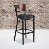 Emma and Oliver Black Decorative Slat Back Metal Restaurant Dining Barstool - 2 of 4