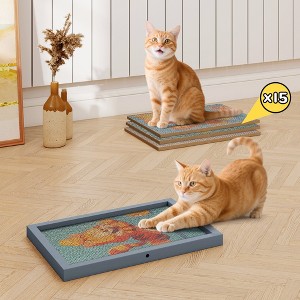 Sandinrayli Cardboard Cat Scratcher, Replaceable Cat Scratch Pads with Wooden Frame - 1 of 4
