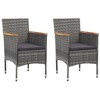 vidaXL Patio Bistro Set 3 Piece - Gray Poly Rattan & Tempered Glass Table/Chairs for Garden, Balcony, Deck, Porch - 3 of 4
