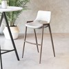 Faux Leather White Seat Barstool, 39"H Steel Frame with Walnut Finish, Set of 2 By Zuo Modern - 2 of 4