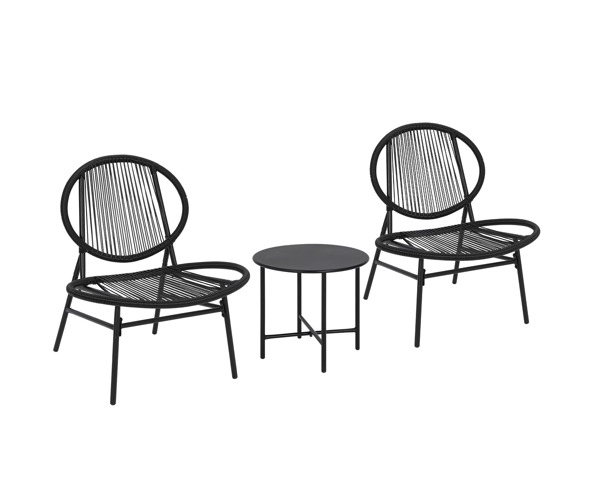 coucheta 3-Piece Outdoor Seating Chair All Weather Small Patio Bistro Set of 2 Chairs and Side Table Modern Outdoor Furniture for Backyard Garden
