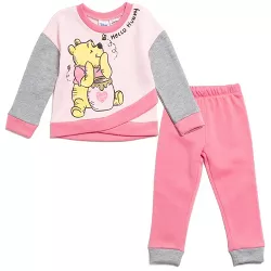 Disney Winnie the Pooh Infant Baby Girls Fleece Fashion Pullover Crossover Sweatshirt and Pants Set 24 Months