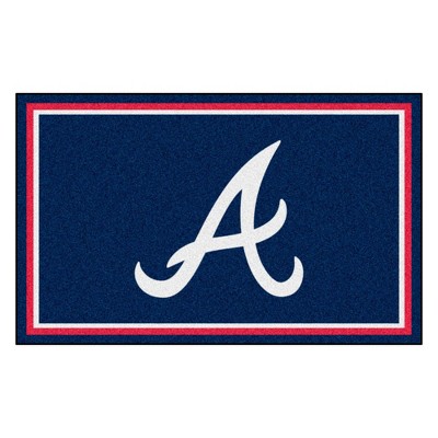 MLB Atlanta Braves 4'x6' A Logo Plush Area Rug - Navy