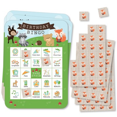 Big Dot of Happiness Woodland Creatures - Picture Bingo Cards and Markers - Birthday Party Bingo Game - Set of 18