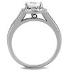 Slickblue Women’s Halo Engagement Ring with 7 mm CZ in Polished Stainless Steel, Silver-Tone, Sizes 5-10 - 3 of 4
