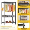 Bedroom Clothes Rack,Freestanding Garment Rack with Shelves,Rod,Side Hooks Adjustable Metal Clothing Racks - 3 of 4