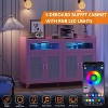 Garvee Sideboard Buffet Cabinet with Power Outlet & LED Light -with 2 Fluted Acrylic Drawers & 4 Rattan Doors - 4 of 4