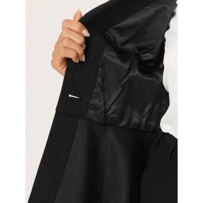 Allegra K Women's Vintage Ruffle Hem Belted Notched Lapel Office Work Blazers X-Small Black — фото 5