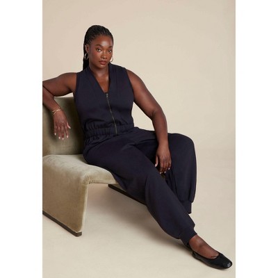 ELOQUII Elements Women's Plus Size Sleeveless Knit Jumpsuit