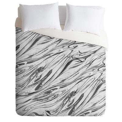 Gray Pattern State Marble Duvet Cover  - Deny Designs