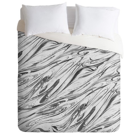 Gray Pattern State Marble Linen Duvet Cover Deny Designs Target