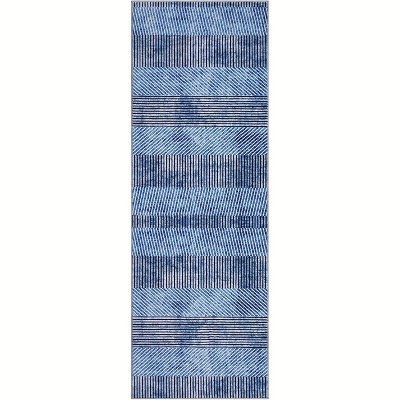 Modern Stripe Pattern Area Rug - Machine Washable, Non-Slip, Low-Pile Rug for Living Room, Bedroom, and Entryway
