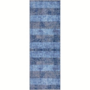 Modern Stripe Pattern Area Rug - Machine Washable, Non-Slip, Low-Pile Rug for Living Room, Bedroom, and Entryway - 1 of 4
