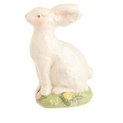 Raz Imports 7" Glittered Sitting Easter Bunny Rabbit Spring Figure - White/Green