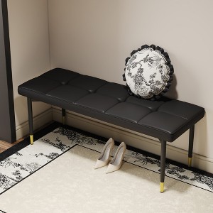 Racxily Shoe Bench with Storage - Faux PU Cushioned Seat, Sturdy Metal Legs Gold Accents for Entryway, Bedroom & Living Room - 1 of 4