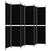 vidaXL 6-Panel Room Divider in Black Fabric - 118.1"x86.6" - Space-Saving Foldable Design for Versatile Use, Home Décor and Sun Blocker - 4 of 4