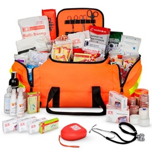 Fully Stocked First Aid Kit with Tourniquet, Gauze, CPR Mask, Trauma Shears & Emergency Medical Supplies – Orange - 1 of 4