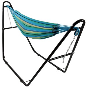 Sunnydaze Large Double Brazilian Hammock with Universal Stand - 450 lb Weight Capacity - 1 of 4