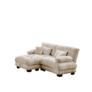Dexmalle 2 Seater Sofa with 2 Lumbar Pillows,2 Throw Pillows with Ottoman,Light Coffee - 1 of 4