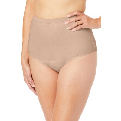 Comfort Choice Women's Plus Size Cotton Incontinence Brief 2-Pack, 9 - Nude