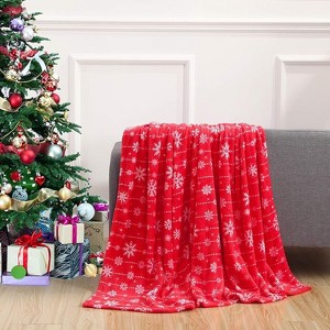 Lomsoe Super Soft Christmas Prints Flannel Blanket, Holiday Theme Home Decor Fuzzy Warm and Cozy Throws for Winter Bedding. - 1 of 4