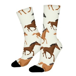 Horse Running Pattern Women Printed Crew Socks Funny Funky Socks Soft Polyester Novelty Gifts for Artists Men - 1 of 1