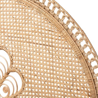 Natural Rattan Queen Size Bohemian Tufted Headboard