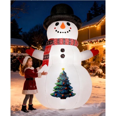 SUGIFT 4ft or 8ft Christmas Inflatables Decoration Christmas Inflatable Snowman Blow Up Inflatable with Build-in LED