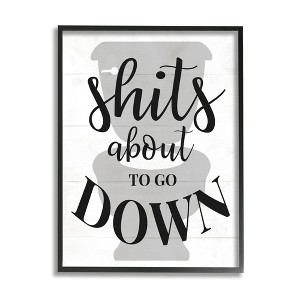 Stupell Industries About To Go Down Funny Bathroom Family Home Word Design Framed Giclee Art - 1 of 4